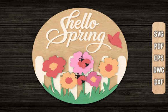 Download Hello Spring Flower Sign Laser Cut - Premium Resources